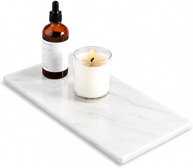 Marble Tray 12"x6", Small Natural Marble Board, Stone Slab for Bathroom Kitchen Counter Sink, Rectangular Candle Plate, Perfume Jewelry Trays(Namib Fantasy)
