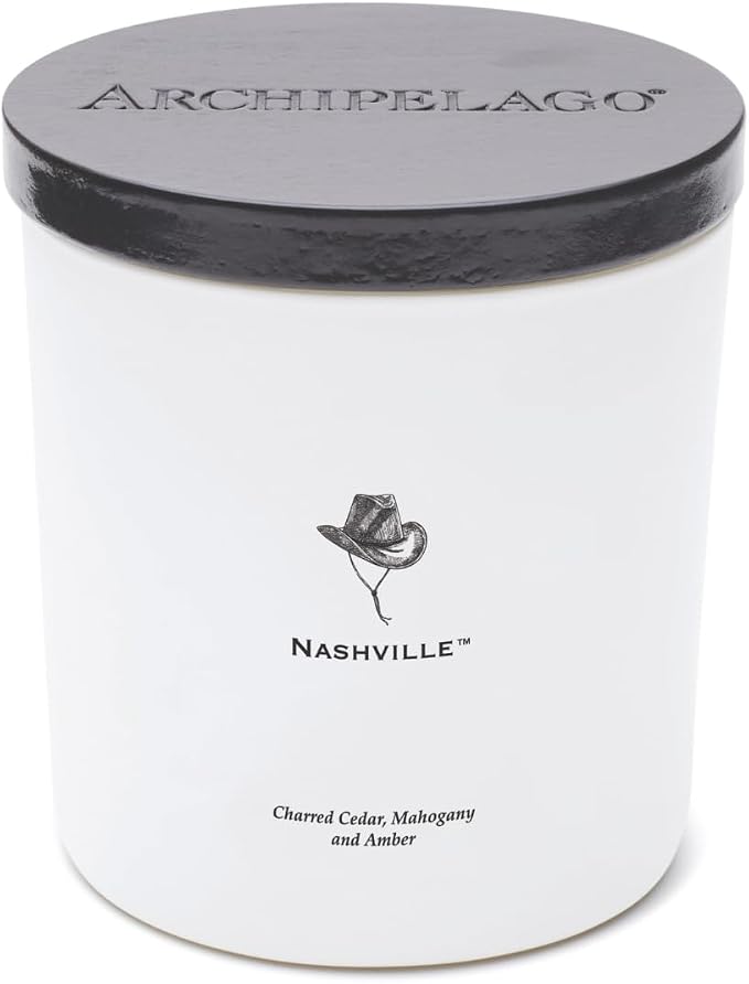 Archipelago Botanicals Nashville Luxe Candle, Charred Cedar, Mahogany & Amber, Warm Woodsy Scented Candle, Elegant White Glass Jar, Premium Wax Blend, Double Wicks, 100 Hour Burn, 13 oz