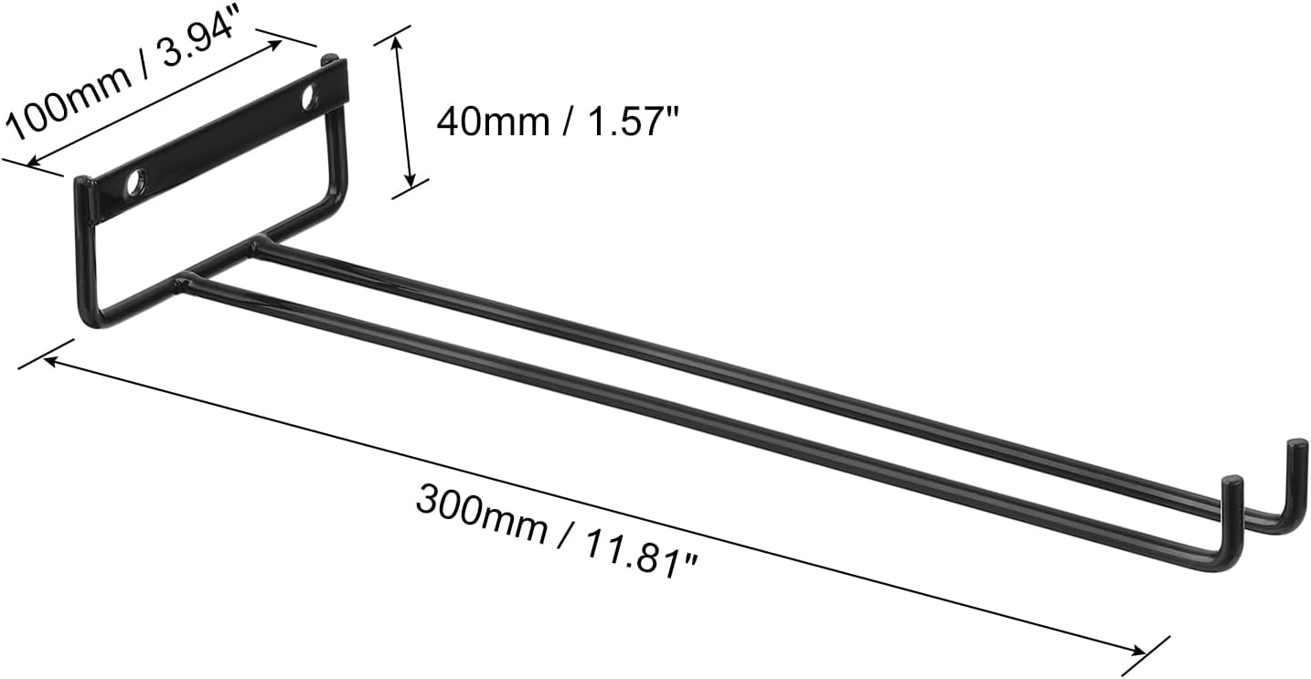 uxcell 5Pcs Wine Glass Rack, 11.81 Inch Iron Wine Glasses Rack Under Cabinet Stemware Rack - Wall Mountable Wine Glass Holder Storage Hanger for Bars Coffee Restaurants Kitchens, Black
