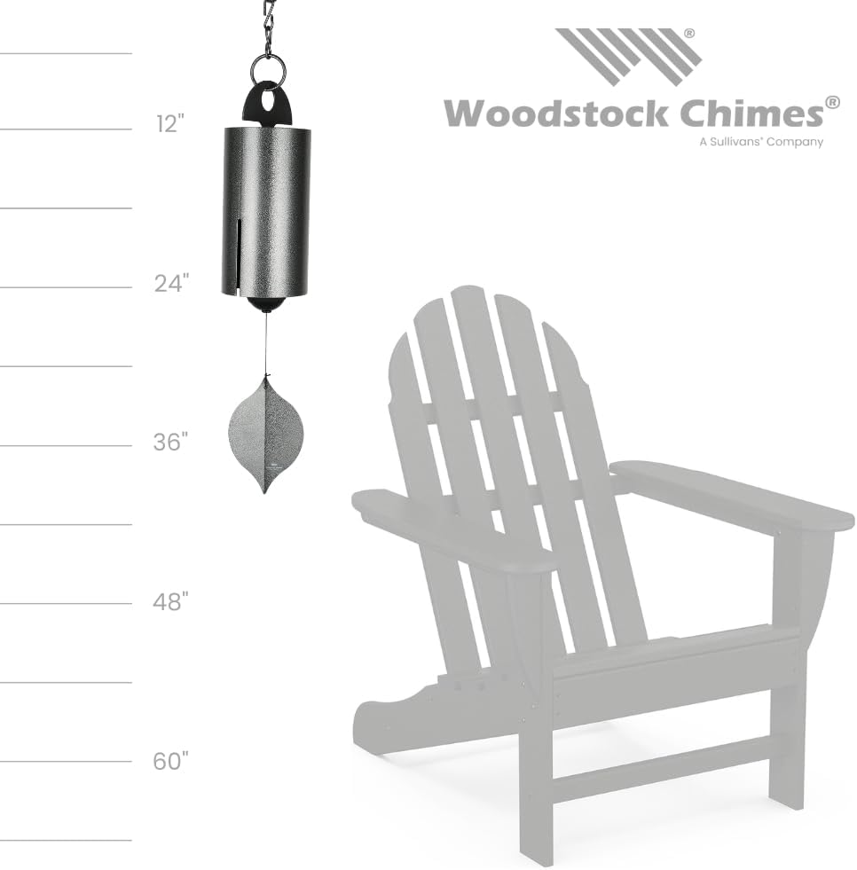 Woodstock Chimes Heroic Windbell Wind Chime for Outside 40" Large Silver,Deep Tone Sound, Outdoor Decor for Patio, Porch, Garden HWLAS