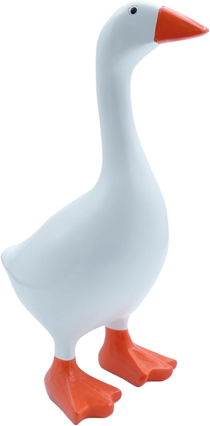 Desktop Goose Statue 7 inch Cute Resin Figurine for Office Desk Decor, Funny Home & Tabletop Decoration, Unique Housewarming Gifts for Women, Easter Gift Idea,White