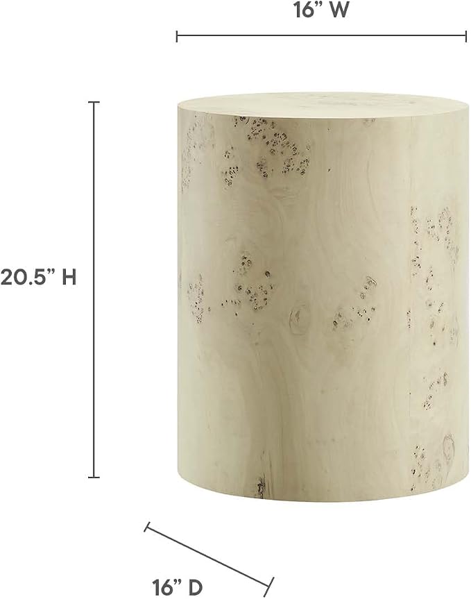 Modway EEI-6271-BLB Cosmos 16" Round Burl Wood Side Table, Bleached Burl