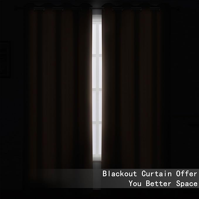 LEMOMO Blackout Curtains 52 x 90 Inch Long Cappuccino Curtains Set of 2 Panels Room Darkening Curtains for Bedroom and Living Room