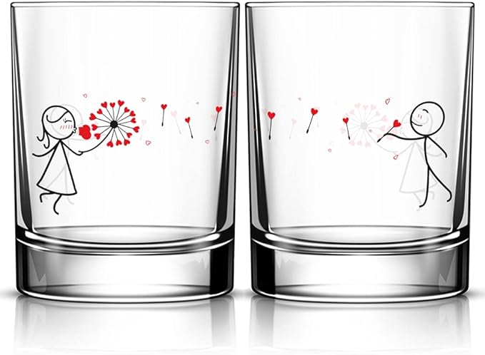 BoldLoft My Heart is All Yours Couple Drinking Glasses-Gifts for Him, Boyfriend, Husband Couple, Gifts for Him and Her, Anniversary, Valentines, Wedding, Engagement, Birthday