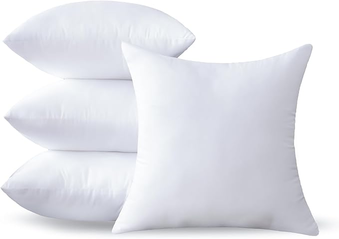 20 x 20 Pillow Inserts Set of 4 - Premium Soft and Fluffy 20 Inch Large Sofa Decorative White Square Throw Pillow Inserts Stuffing for Living Room Couch and Bedroom Interior Cushions