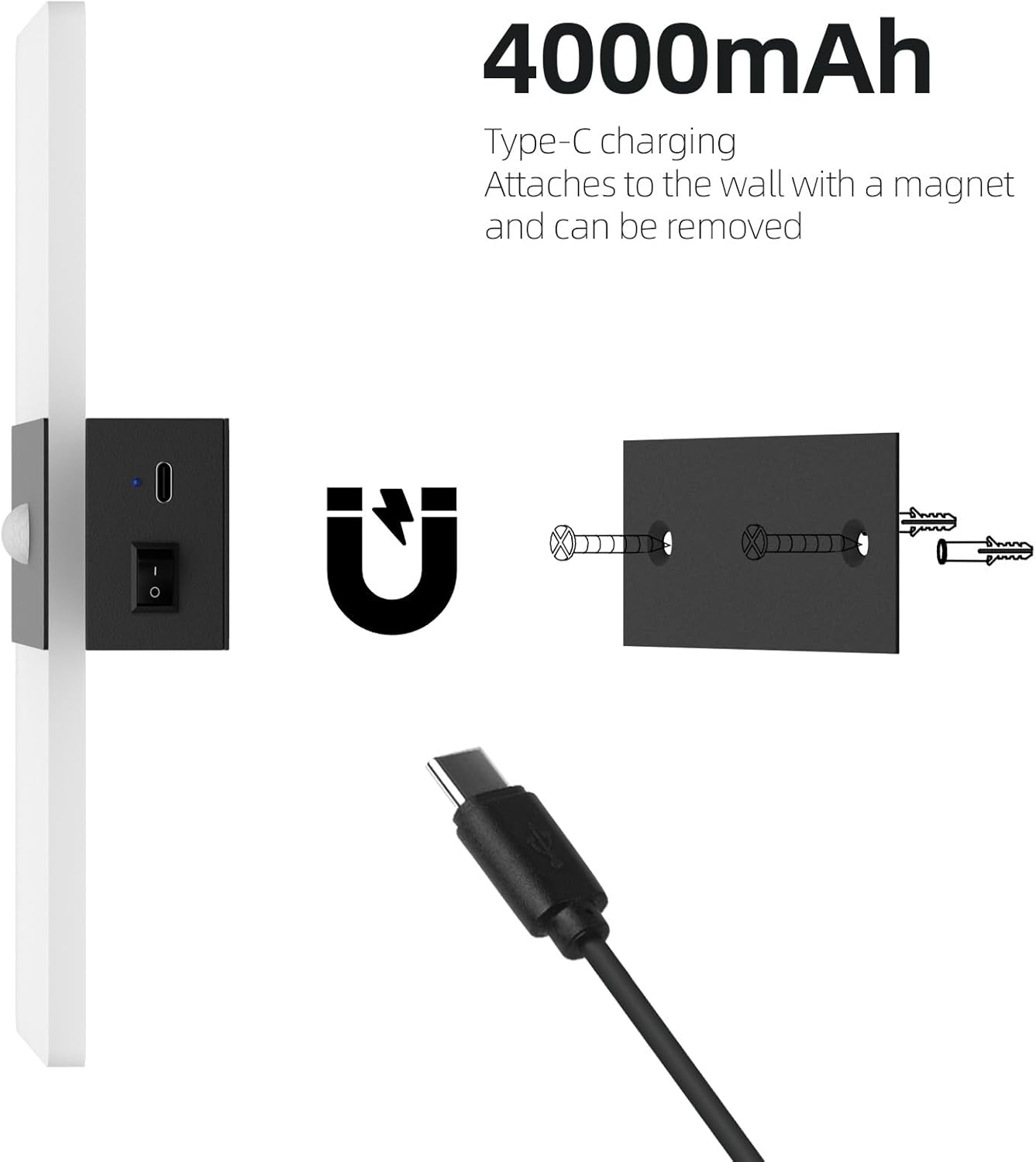 Wireless Motion Sensor Indoor Wall Sconces Set of 2, Morden Battery Acrylic LED Wall Lantern, Cordless Decorative Wall Lamps for Porch Patio Hallway Bedroom Living Room(Black)