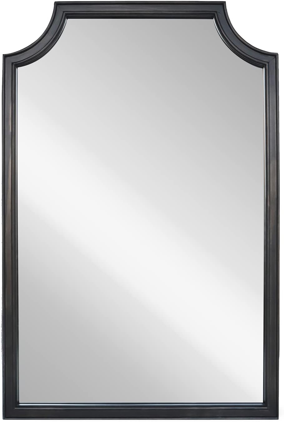 WallBeyond 24" x 36" Scalloped Corners Arch Rectangle Wall Mirror with Wood Frame for Entryway, Living Room or Bedroom Home Decor - [24" x 36" Black]