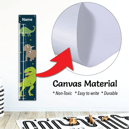 Personalized Kids Canvas Growth Chart, Kids Height Chart, Growth Chart Banner, Dinosaur Theme