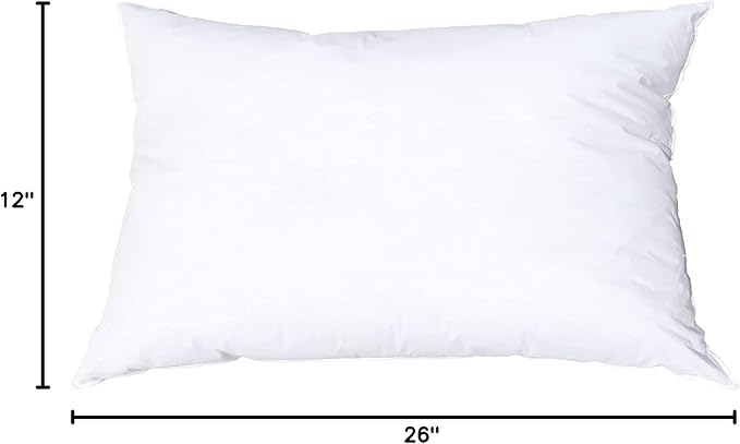 Pillowflex Synthetic Down Pillow Insert - 12x26 Down Alternative Pillow, Ultra Soft, Large Rectangle, Lumbar, Travel, Neck, Sleeping Pillow - 1 Decorative Pillow Form