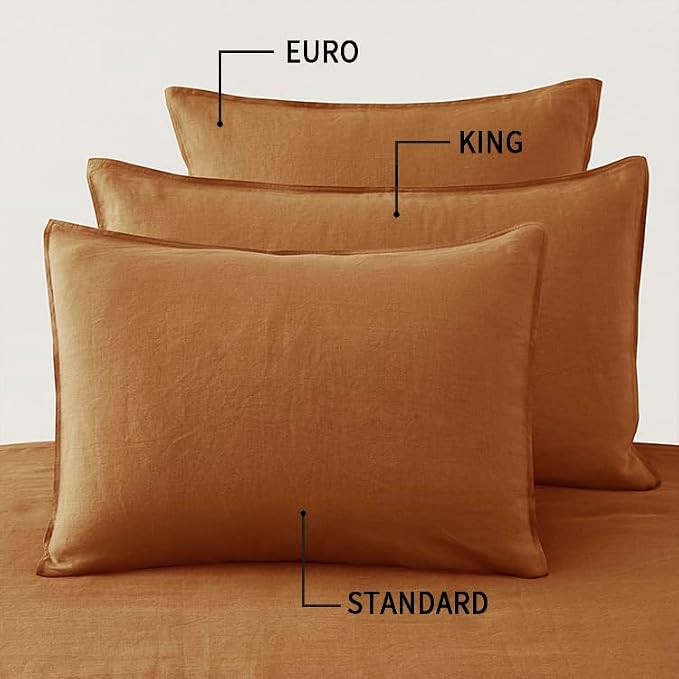 ATLINIA Linen Pillow Cases King Sham - 20 x 36 Inch Bed Pillow Protector Cover Set of 2 Bedding Cooling Neutral Pillowcase Shams Rust