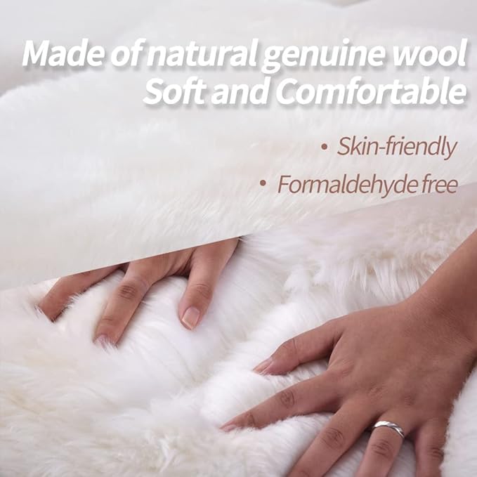 IRIWOOL Premium Genuine Fur Sheepskin Rug Real Australia Sheepskin Natural Luxury Fluffy Lambskin Fur Area Rug Seat Covers for Kids Bedroom Sofa Chair Cover (Gray Tip, Single Pelt/2ft x 3ft)