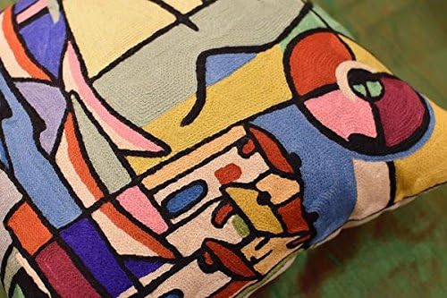 Modern Pillow Cover by Alfred Gockel | Nautical Pillow | Mid Century Modern Throw Pillows | Abstract Pillow for Couch | Contemporary Chair Cushion | Hand Embroidered Wool | Size -18x18
