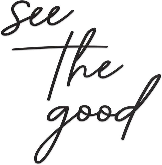 Vivegate See The Good Wall Decor Metal Art - 29"x23" See The Good Sign Metal Black Office Decor Cut Out Signs From Durable Powder-coated Metal, Perfect For Home Wall Decor Modern Signs