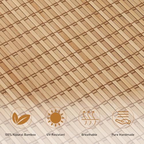 SEEYE Cordless Bamboo Roman Shades, Blackout Natural Bamboo Blinds for Indoor Windows, Roll Up Blind Privacy Shade for Home, Office, Door, UV Resistant & Easy to Install, 33" W x 64" H, Carbonized