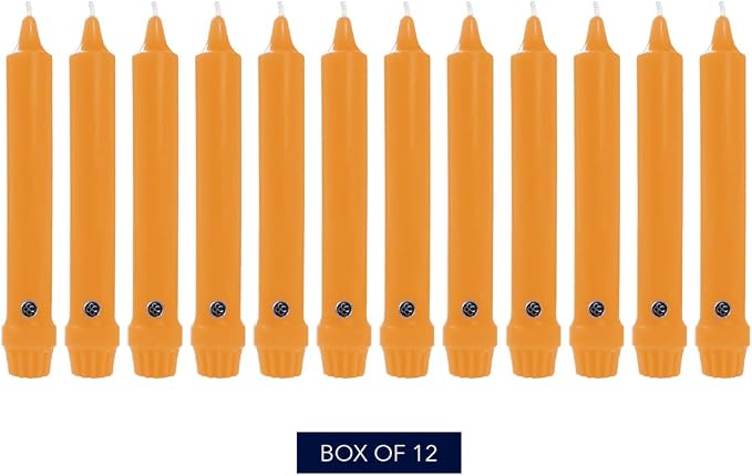 Colonial Candle Unscented Taper Candle, Classic Collection, Caramel, 8 in, Pack of 12 - Up to 6 Hours Burn