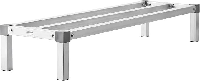 VEVOR Aluminum Dunnage Rack, 48” x 14” Commercial Food Floor Rack, 8” Off the Floor, 1000 lbs Capacity All-Welded Aluminum Storage, for Storage in Restaurants, Kitchens, Garages and Vehicles