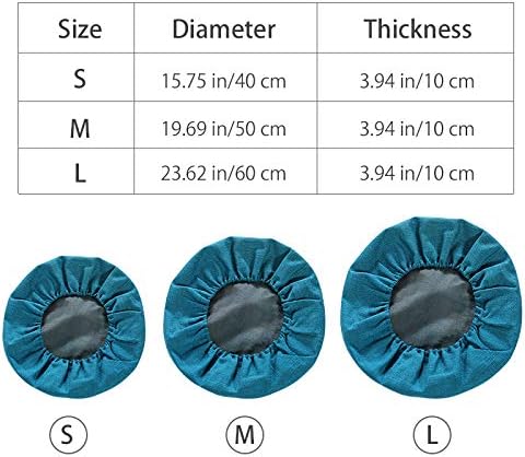 Round Floor Pillow Cover Tatami Floor Cushion Cover Straw Japanese Futon Cover Meditation Seating Ottoman Throw Protector for Living Room Indoor Outdoor Peacock Blue,19.69 inches