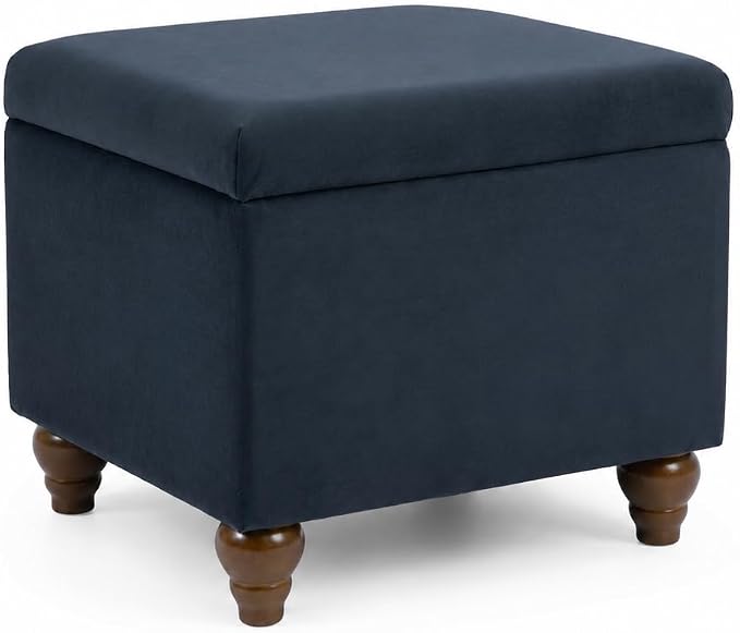 HomePop 22" Medium Rectangular Storage Ottoman - Blue Velvet