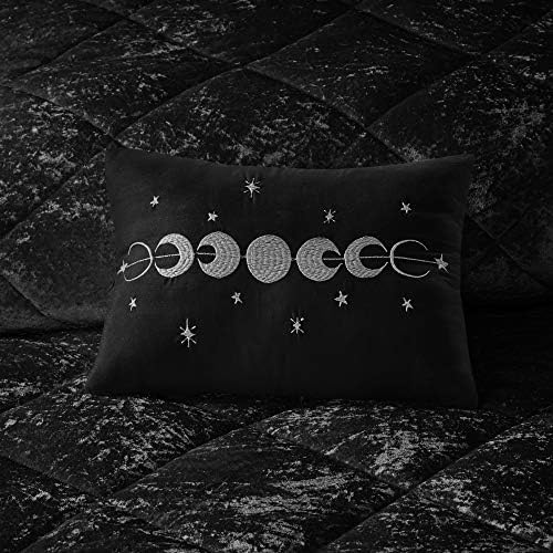 Intelligent Design Queen Duvet Cover Set, Velvet Queen Duvet Set, Luxury Diamond Quilting Black Duvet Cover, Fluffy Duvet Cover with Decorative Pillow and 2 Shams, 4 Pieces, Black, Full/Queen