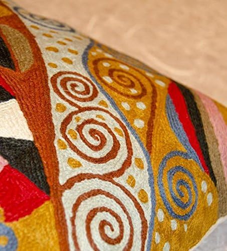Klimt Yellow Modern Couch Pillow Cover | Gold Art Nouveau Pillows | Modern Chair Cushion| Contemporary Pillows | Outdoor Pillow | Mid Century Chair Cushions | Handmade Wool Size 18x18