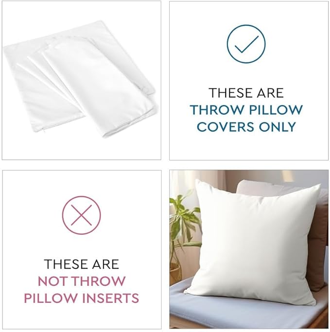 Encasa XO Throw Pillow Covers 18x18 in Set of 2 Egg Blue | No Inserts | Cotton Pillow Covers for Living Room, Bed, Sofa, Couch | Decorative Cushion Covers with Improved Zipper