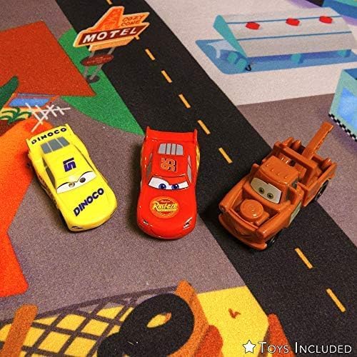 Gertmenian Disney Pixar Indoor Accent Rug - 3x5 Small, Non-Slip, Ideal for Children in Bedroom, Game Room, Classroom, Nursery, or Play Area - 3X Toy Car Lightning McQueen + Mater + Cruz, Red, 32501