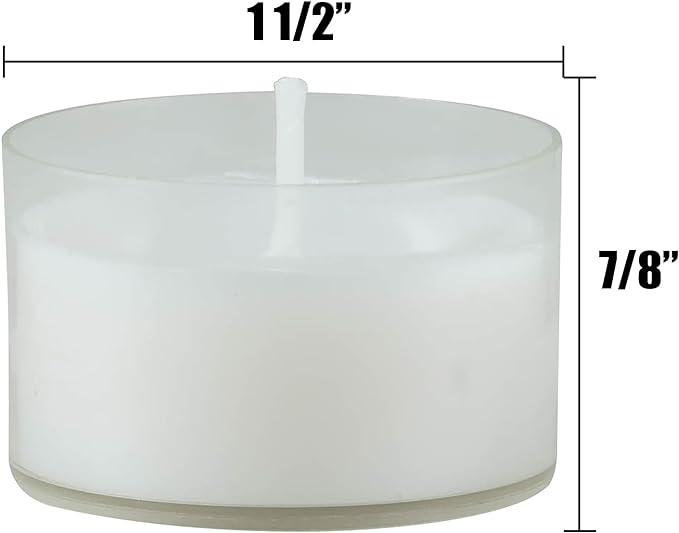 Stonebriar 96 Count White Unscented Smokeless Long Burning Clear Cup Tea Light Candles with 6 to 7 Hour Burn Time