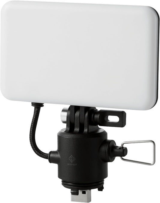 ELECOM NESTOUT Outdoor Camping LED Panel Flashlight w/Mini Tripod, Dimmable USB Powered LED Light, IP44 Water Dust Resistant, 30-1000 Lumen, Portable Lantern for NESTOUT Power Bank, Black (Flash-1)