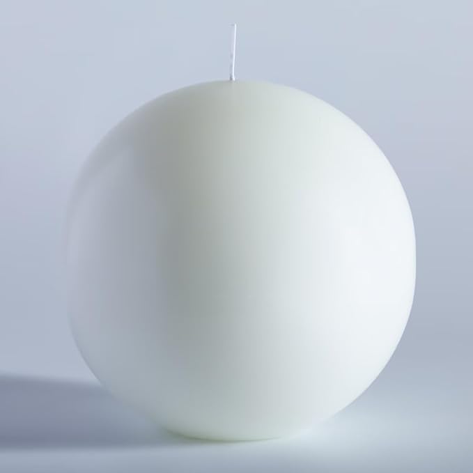 MOZEAL Hand-Poured, 6 Inch White Large Round Ball Candles - Elegant White Round Pillar Candles, Dripless, Unscented, Smokeless, Ideal for All Occasions.