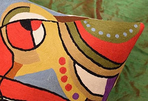 Modern Accent Pillows by Alfred Gockel | Decorative Pillow for Couch | New Red Musical Abstract Pillows | Contemporary Chair Cushion | Modern Cushions | Handmade Wool | Size -18x18