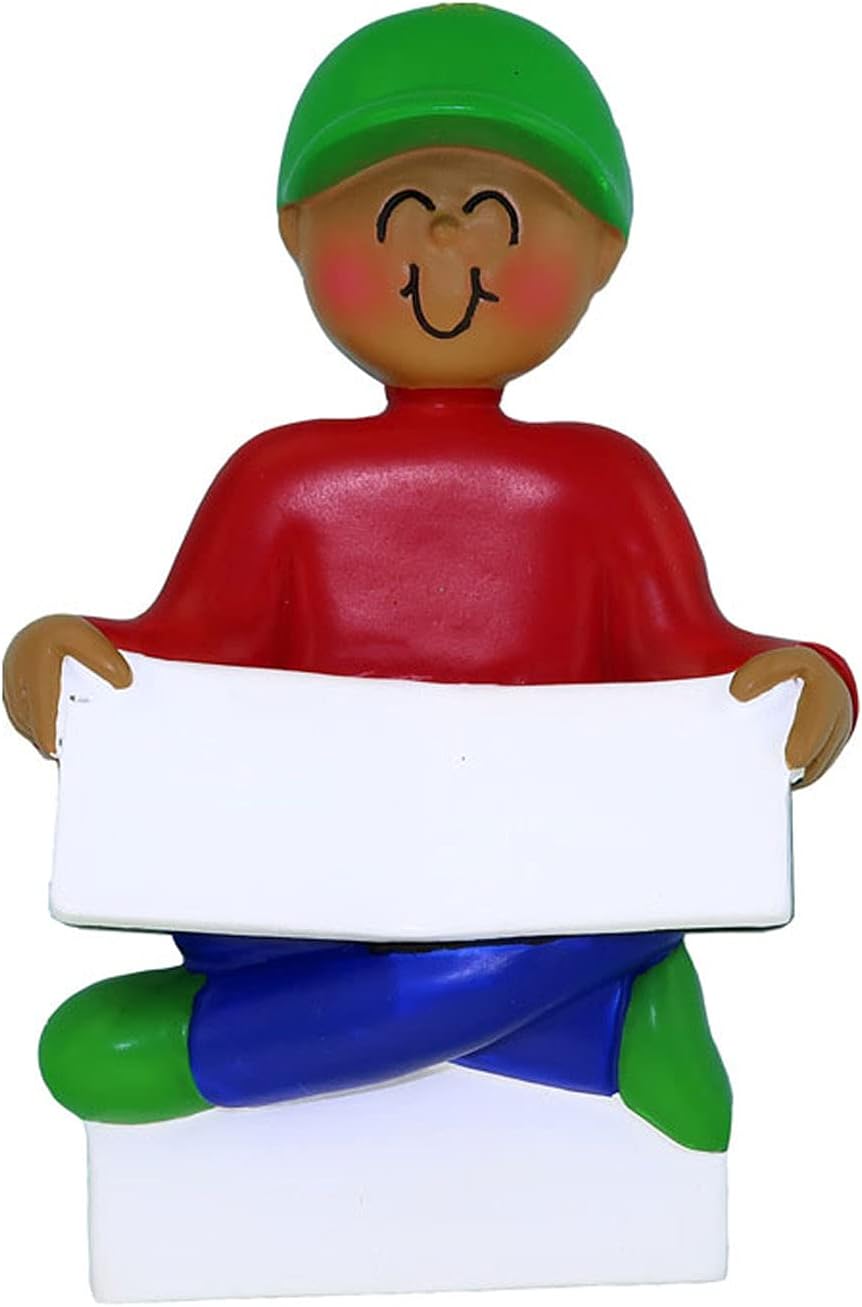 Personalized Child Christmas Tree Ornament - Toddler Pajamas Sleep Time Story Book Reader PJs Lover Kid - Free Customization