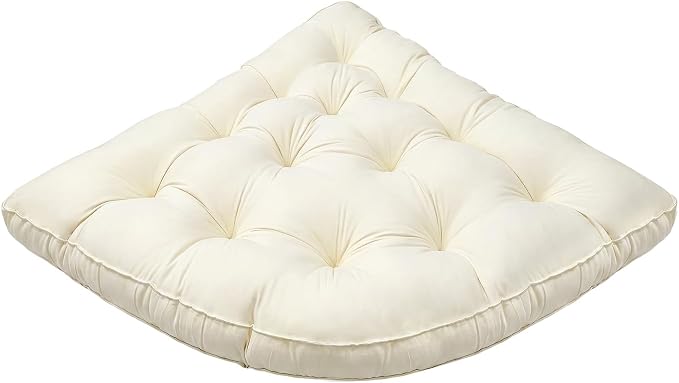Yookeer Triangle Floor Pillow 40 Inch Cream Tufted Corner Floor Cushion Thickened Soft Window Seat Cushion Washable Meditation Mat for Living Room Bay Balcony Reading