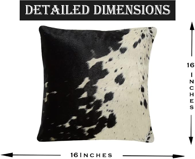 NGF Genuine Cowhide Pillows Cushion Cover - Brown and White Leather Hair on 20' x 20'-Handmade Leather Cushion Case with Hidden Zipper for The Living Room (Brown & White 20x20)