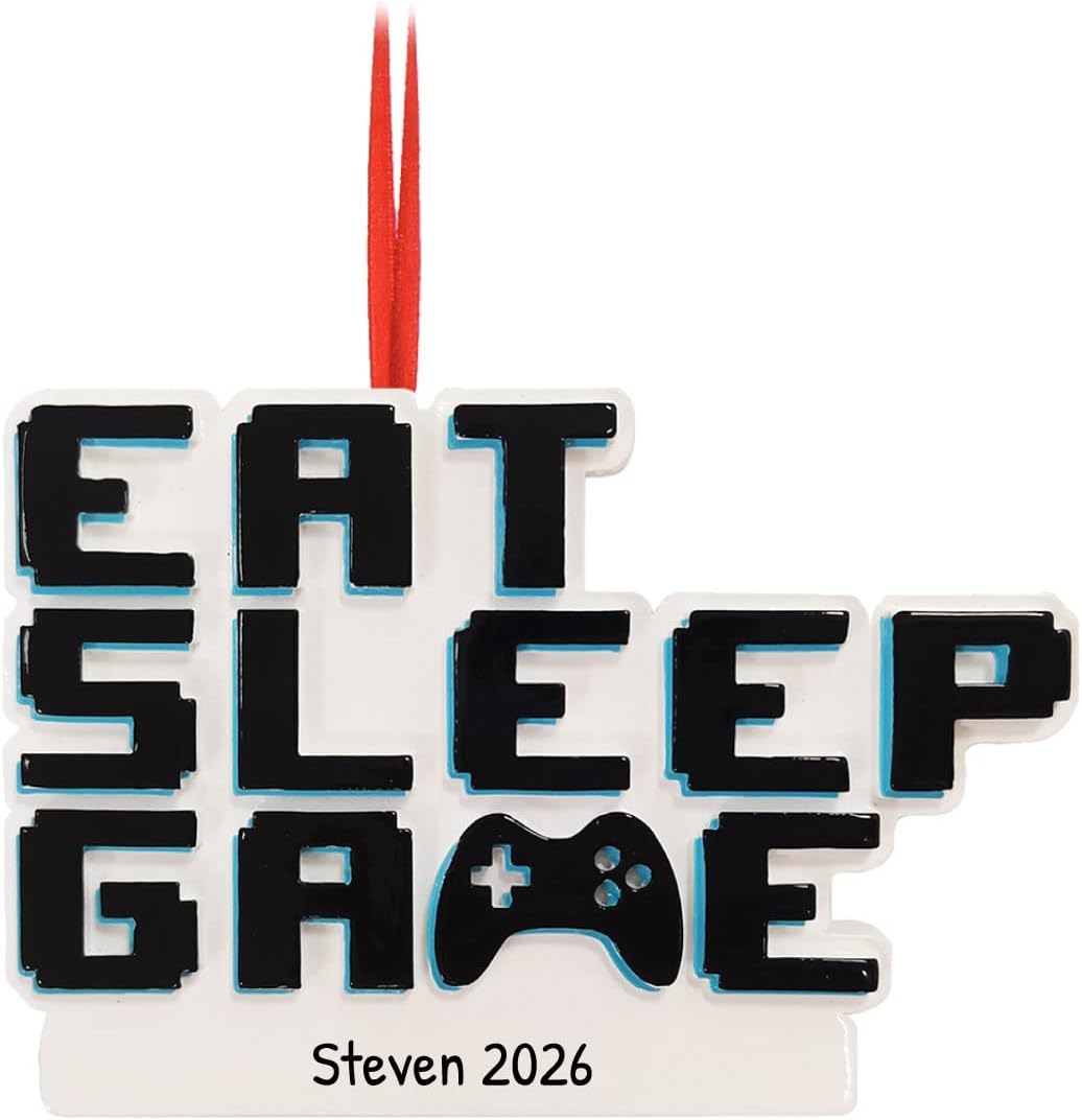 Ornaments by Elves Personalized Video Game Ornament - Controller Ornament, Gamer Ornaments for Christmas Tree, Nerdy Ornaments, Computer Eat, Sleep, Free Customization