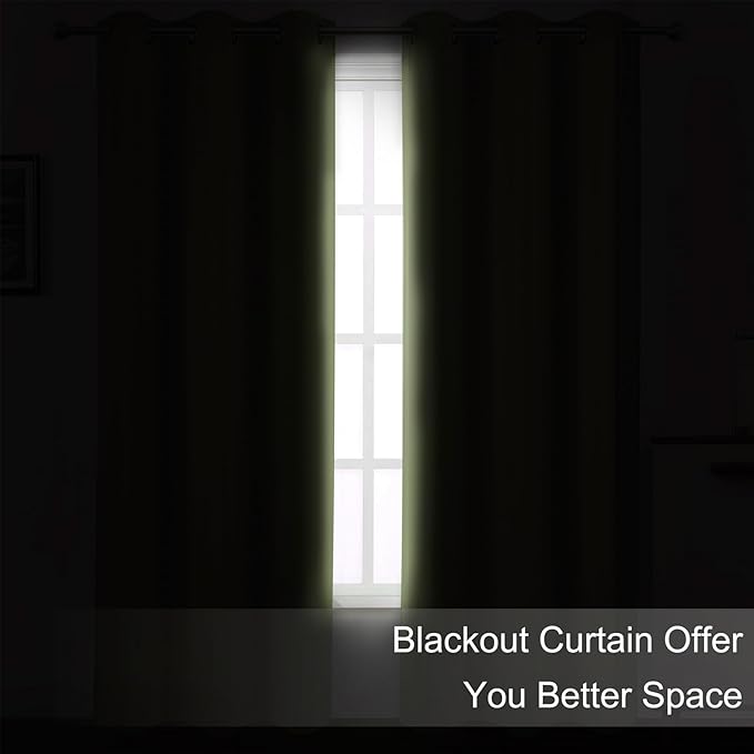 LEMOMO Blackout Curtains 66 x 95 inch/Sage Green Curtains Set of 2 Panels/Thermal Insulated Room Darkening Bedroom Curtains