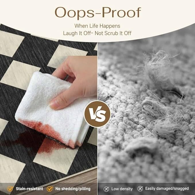PureCozy Machine Washable 10x12 Area Rugs for Living Room Modern Soft Black and White Checkered Rug Non-Slip Low Pile Accent Indoor Office Carpet for Bedroom Dining Room Nursery Classroom