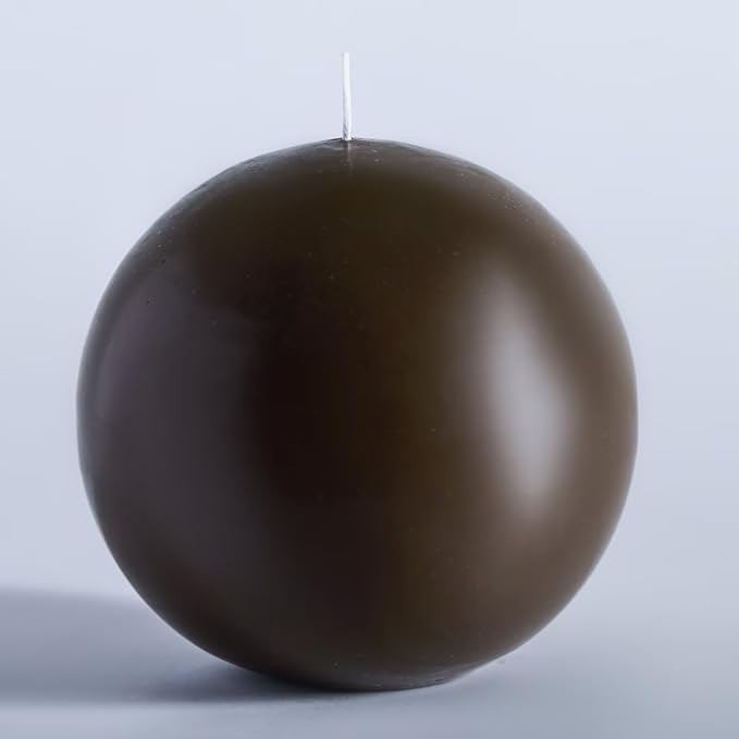 MOZEAL Hand-Poured, 6 Inch Taupe Large Round Ball Candles - Elegant Taupe Round Pillar Candles, Dripless, Unscented, Smokeless, Ideal for Modern Home Decor.