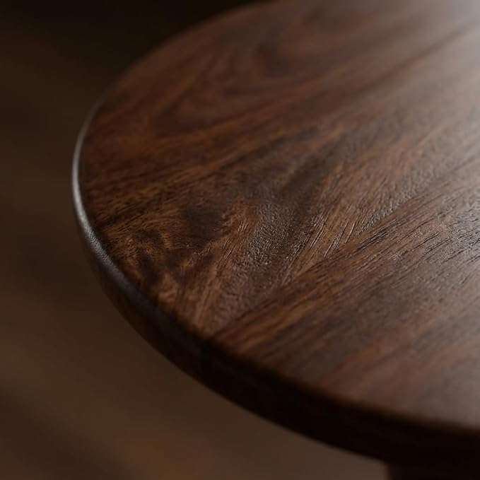Relso Stambha Solid Wood Drink Table – 24" Tall Round Accent Side Table for Living Room or Bedroom, Narrow End Table or Indoor Plant Stand, Walnut Finish, Handcrafted Mango Wood Furniture