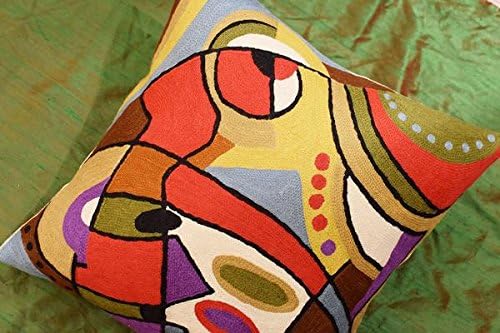 Modern Accent Pillows by Alfred Gockel | Decorative Pillow for Couch | New Red Musical Abstract Pillows | Contemporary Chair Cushion | Modern Cushions | Handmade Wool | Size -18x18