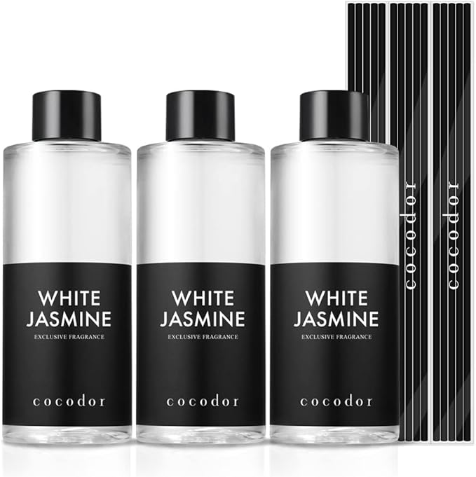 COCODOR Reed Diffuser Oil Refill/White Jasmine /6.7oz / 3 Pack/Aromatherapy, Home Fragrance, Scented Oils, Oils for Reed Diffuser, Bathroom Home Decor