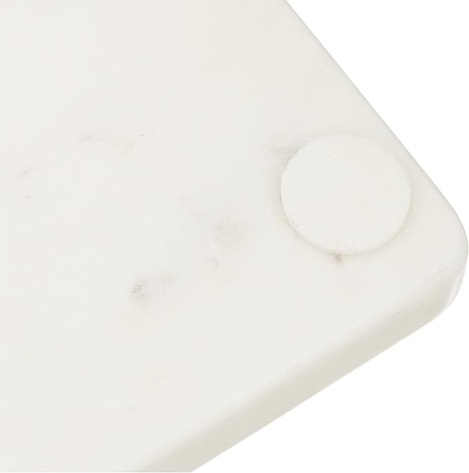 Queenza White Marble Coaster Set with Holder, 4 Inch Square Modern Coasters for Coffee Table - Coasters with Padded Bottom