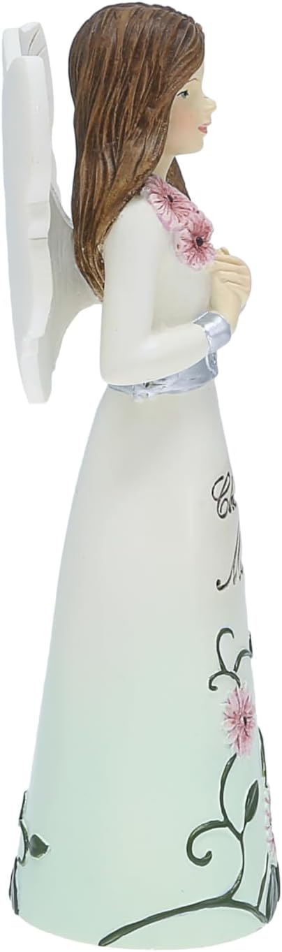 Pavilion Gift Company - Cherished Mother - 5" Angel Figurine Floral Spring Home Decor Mommy Mama Mom Present from Daughter Son Kids