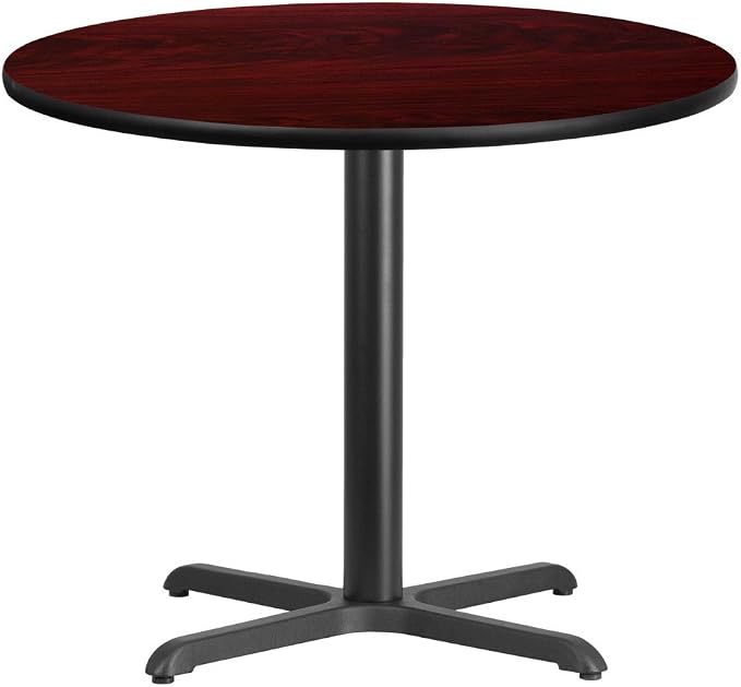 Flash Furniture Graniss 36'' Round Mahogany Laminate Table Top with 30'' x 30'' Table Height Base
