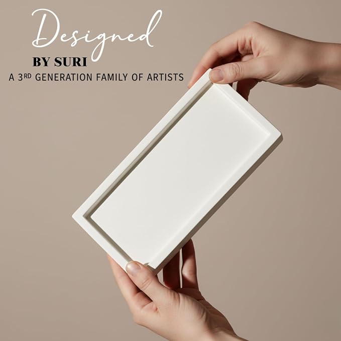 SURI Concrete Candle Tray – Small Decorative Stone Tray for Candles & Home Decor, Minimalist Candle Holder Tray