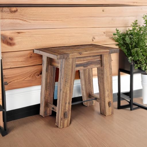 Alaterre Furniture Durango Solid Wood Side Table with Metal Accent, 27-Inch | Rustic Industrial Nightstand and End Tables, Storage Shelf, Metal Accent, Natural Grain, for Living Room, Bedroom, or Office