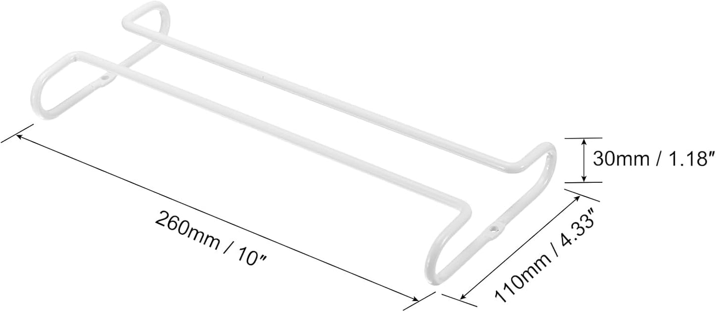 Uxcell Wine Glass Rack Under Cabinet - 4Pcs 10-Inch Stemware Hanging Rack, Stainless Steel Organizer Storage Hanger for 5.5mm Stemware Column, White