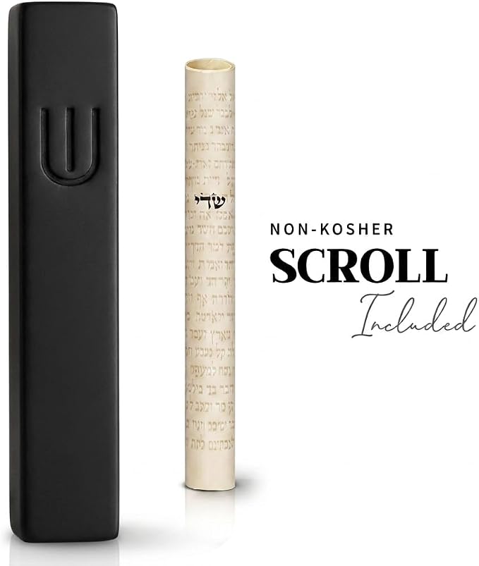 SURI Mezuzah for Door with Scroll – 7 Inch Modern Mezuzah Case with Non Kosher Scroll Included, Fits up to 6” Scroll, Easy Adhesive Installation, Gift Box Included