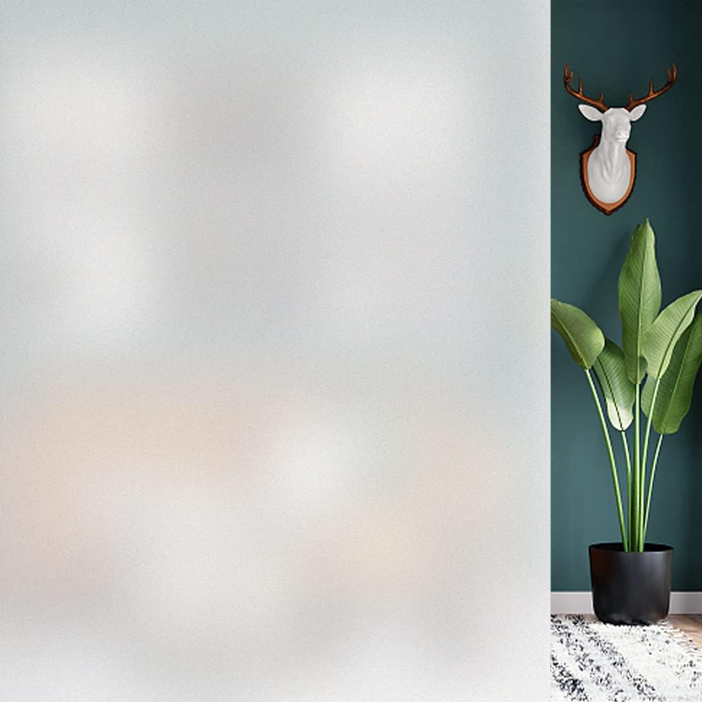 HIDBEA Frosted Window Privacy Film - Non Adhesive Static Cling Glass Stickers Sun UV Blocking Heat Control Door Covering Decals for Home Office, 29.5 x 157.5 Inch