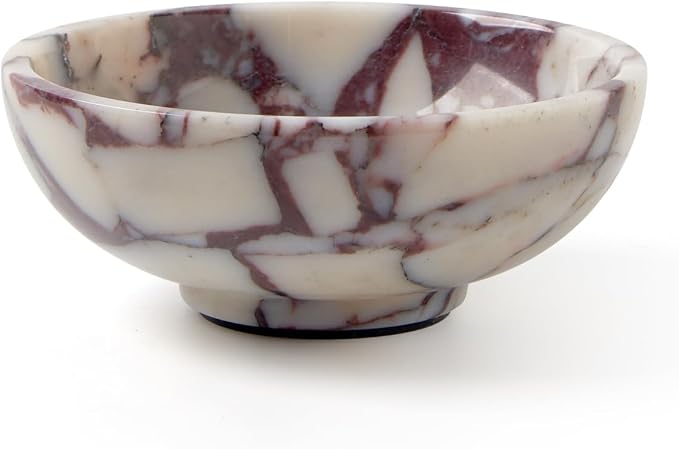 Luxury Natural Marble Catchall Bowl – Small 5.9-Inch Calacatta Viola Marble for Entryway Table Key Holder, Decorative Jewelry Dish for Bedroom, Trinket Tray for Home Decor
