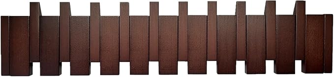 Piano Coat Rack 10-Hooks Wooden Wall Hooks Entryway Hanger Piano Key Coat Rack Wall Mount Wood Wall Hooks for Hanging Towel Hat Clothes Dog Leashes Heavy Duty Wall Mounted Wooden Coat Rack Flip Down